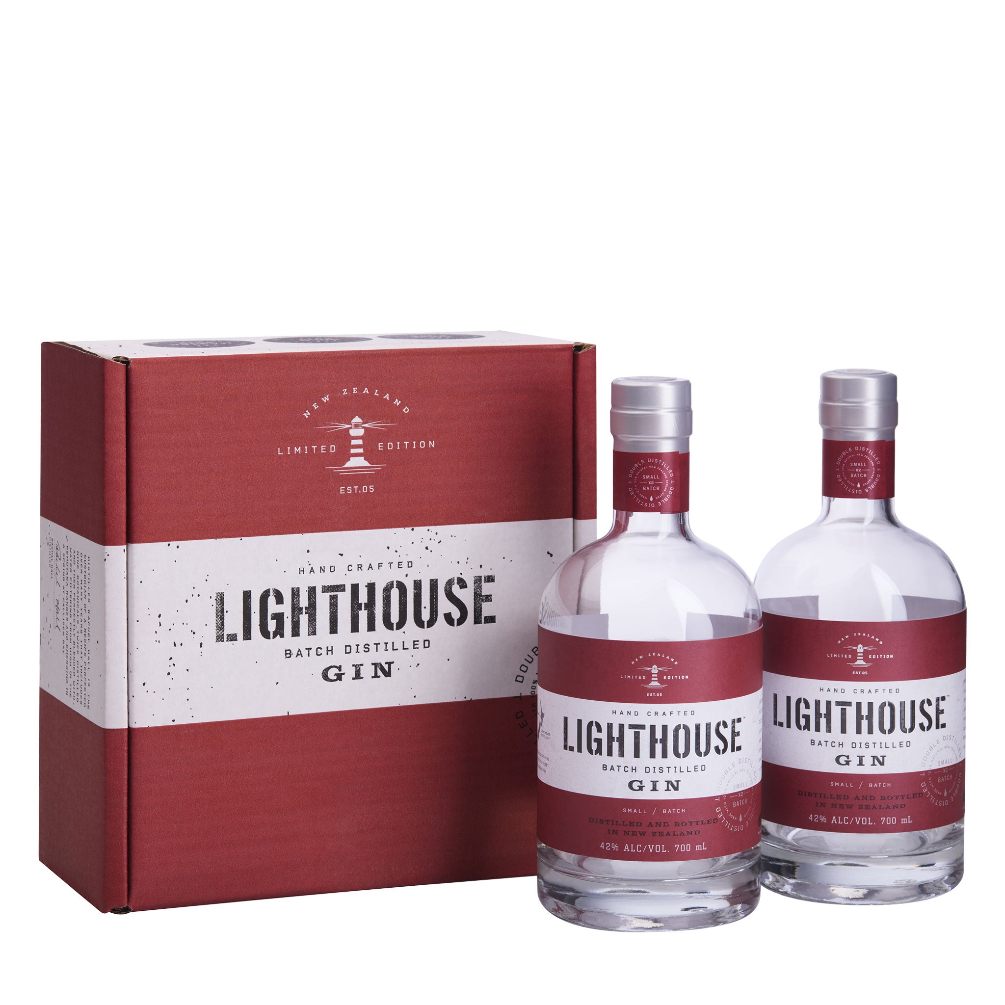 Two bottles of 700ml Lighthouse Gin Original presented in a Lighthouse Gin shipper box - perfect as a gift or enjoy yourself!
